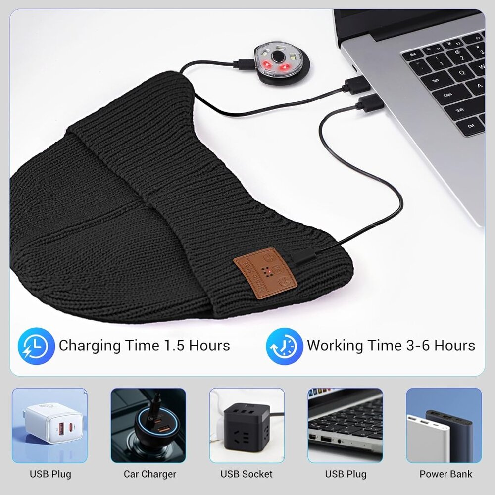 Bluetooth Beanie Hat With Light, Rechargeable Wir… - image 6